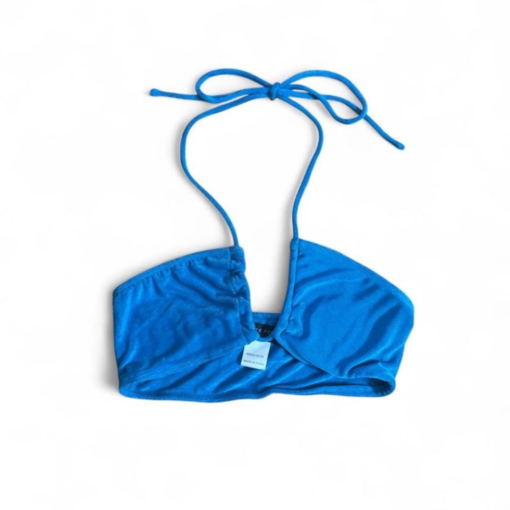White Fox Boutique Set The Mood‎ Crop Women's Size Small NWT Blue Bikini Halter